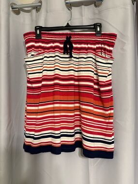 NWT- Max Studio Red, Orange, Navy & White Striped Mini Skirt